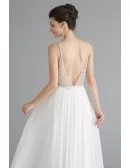 Elegant Chiffon Open Back Long Formal Party Dress With Beading Top