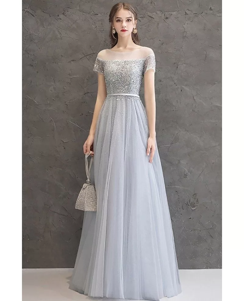 Buy > grey modest dress > in stock
