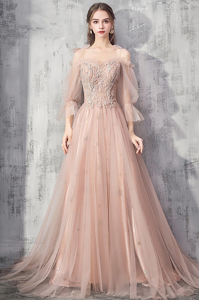 beaded evening gowns with sleeves