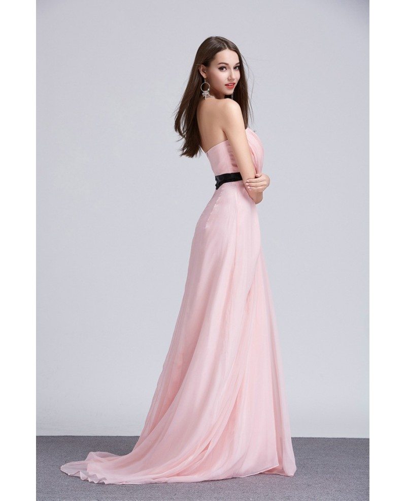 A-Line Sweetheart Chiffon Minimal Prom Dress With Sweep Train White main image 1