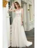 Gorgeous Long Tulle Beach Wedding Dress Lace One Shoulder With Sweep Train