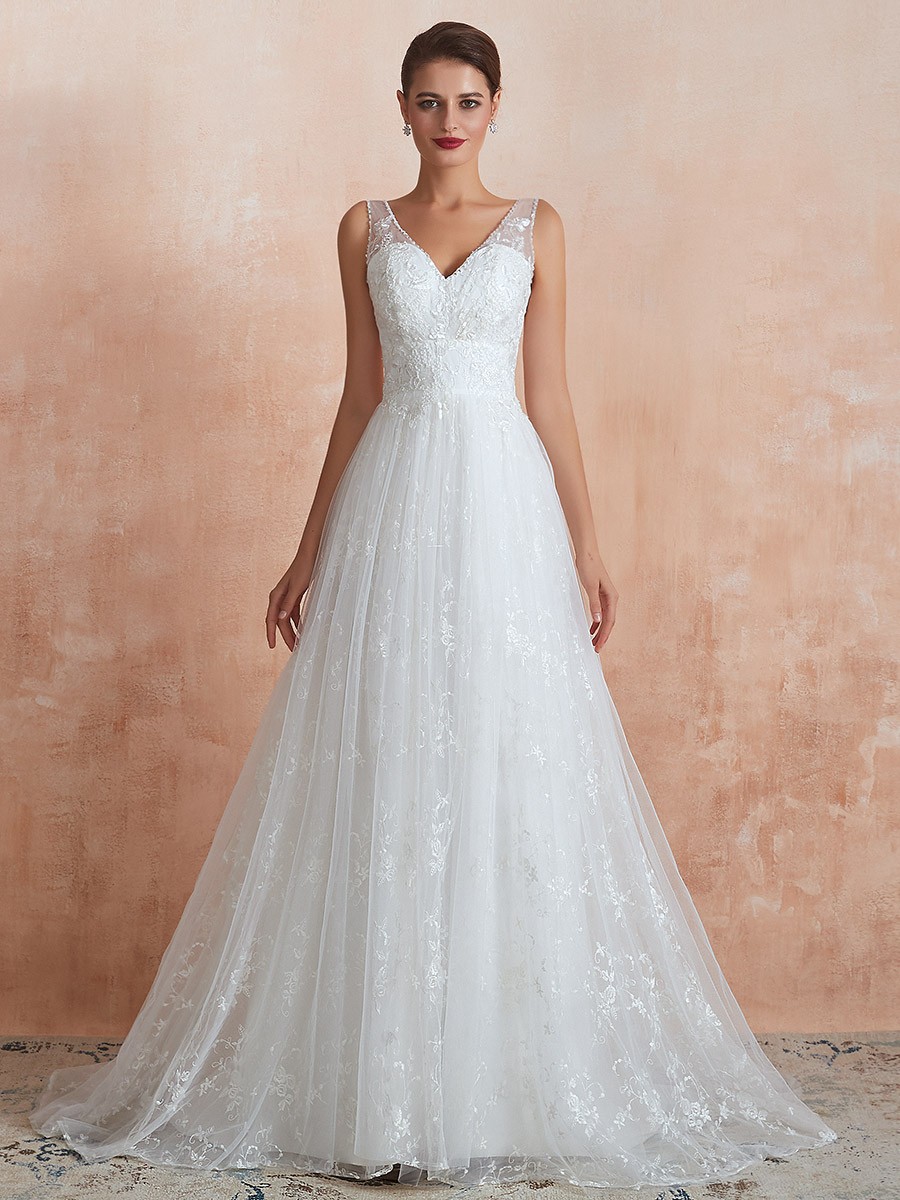 Inexpensive Simple All Lace Beach Bridal Dress For 2020