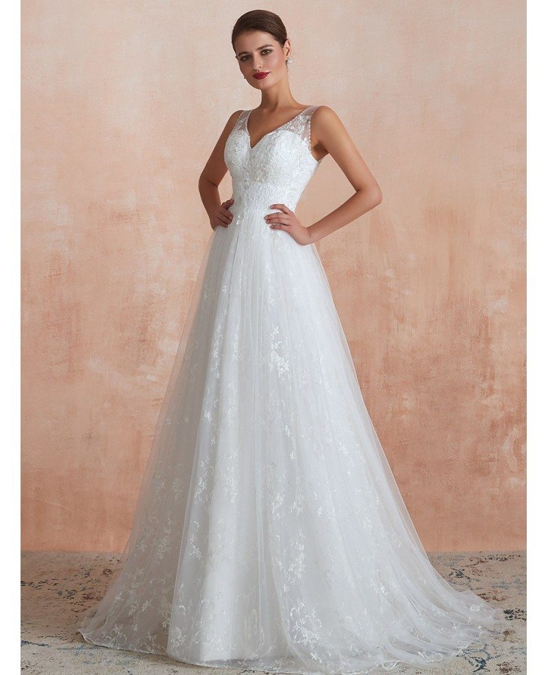 Inexpensive Simple All Lace Beach Bridal Dress For 2020
