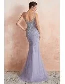 2020 Sexy Mermaid Light Purple Petite Prom Dress With Heavy Hand-beading