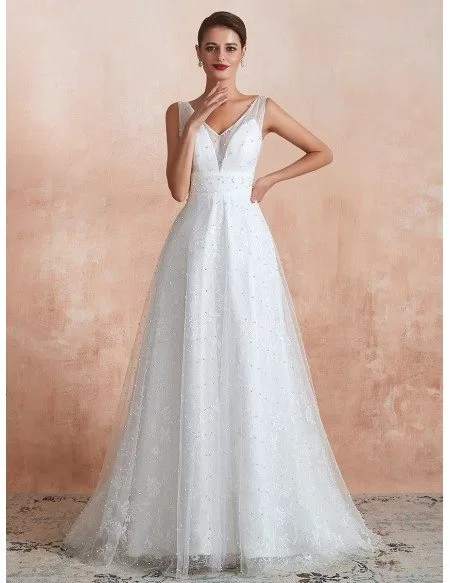 Romantic Lace A Line Sweetheart Summer Wedding Dress With Pearls
