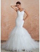 Fit And Flare Sequin Sweetheart Wedding Dress With Cascading Ruffles