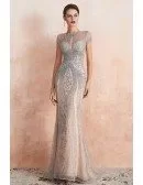 Luxury Beading Fitted Mermaid Champagne Formal Dress For 2020 Wedding