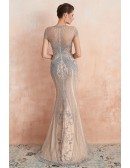 Luxury Beading Fitted Mermaid Champagne Formal Dress For 2020 Wedding