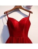 Burgundy Simple Red Tulle Party Dress With Straps