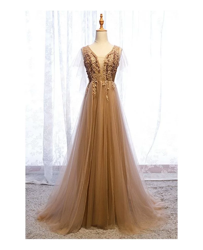 gold flowy dress