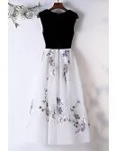 Black And White Tulle Midi Party Dress Semi Formal
