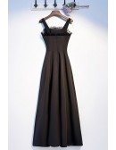 Simple Long Black Party Dress With Straps