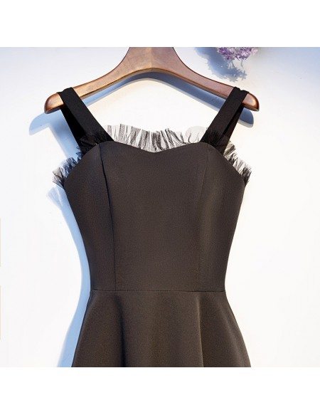 Simple Long Black Party Dress With Straps