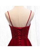 Simple Burgundy Aline Prom Dress With Beaded Top