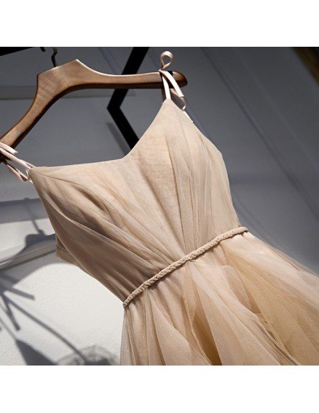 Special Champagne Ruffles Occasion Dress With Straps