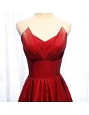 Pleated Strapless Burgundy Long Red Formal Dress