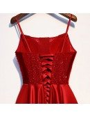 Burgundy Aline Long Formal Party Dress With Sequins Straps