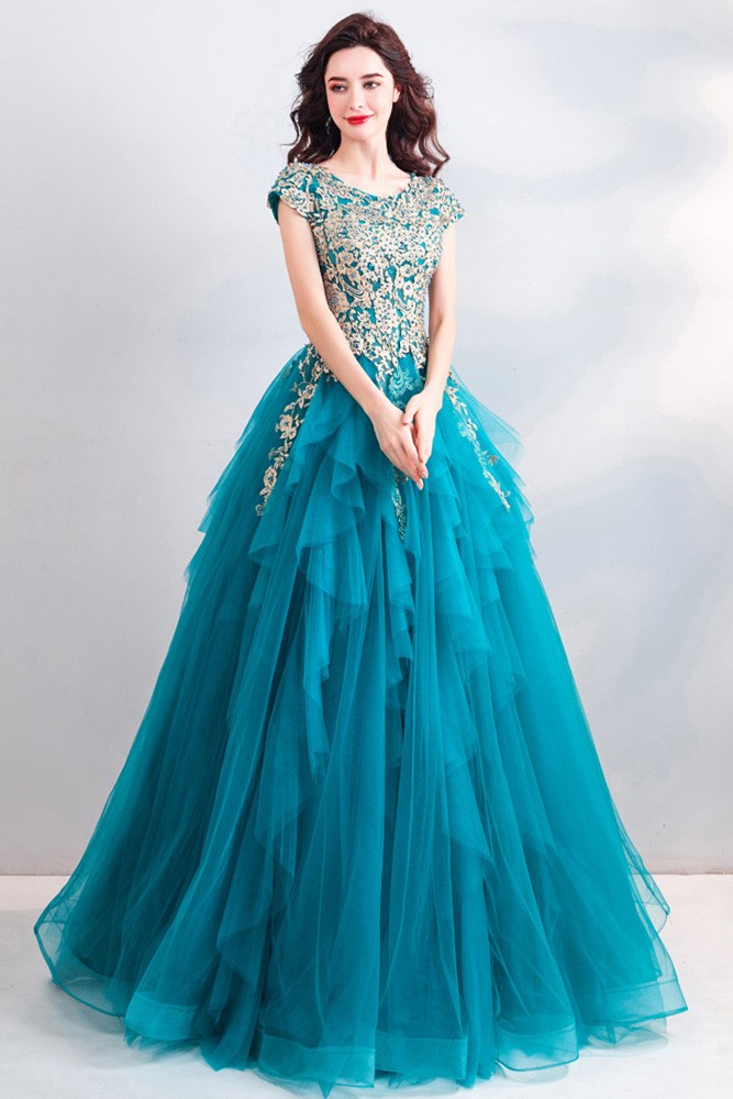 turquoise ball gown