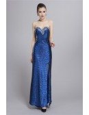 Sexy Sequined Sweetheart  Evening Dress With Front Split Beading