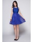 2016 Summer Blue Lace Top Short Dress