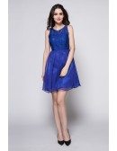 2016 Summer Blue Lace Top Short Dress