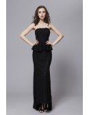 Elegant Lace Strapless Long Evening Dress With Sweep Train