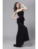 Elegant Lace Strapless Long Evening Dress With Sweep Train