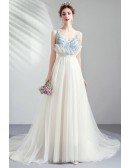 Special Ivory White Tulle Long Train Prom Party Dress With Straps