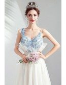 Special Ivory White Tulle Long Train Prom Party Dress With Straps