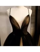 Black With Champagne Ballgown Prom Dress Vneck With Spaghetti Straps
