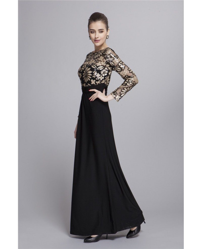 Gorgeous Black Empire Chiffon Long Dress With Sequines #CK134 $93.9 ...