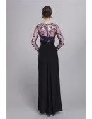Elegant A-Line Chiffon Embroidered Mother of the Bride Dress With Long Sleeves