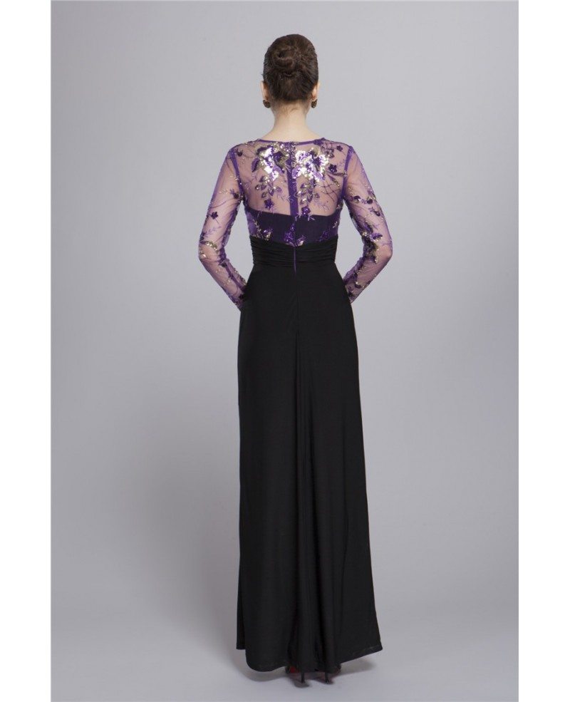 Elegant A-Line Chiffon Embroidered Mother of the Bride Dress With Long ...