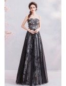 Mistery Black Cloud Pattern Long Prom Dress Aline With Sweetheart