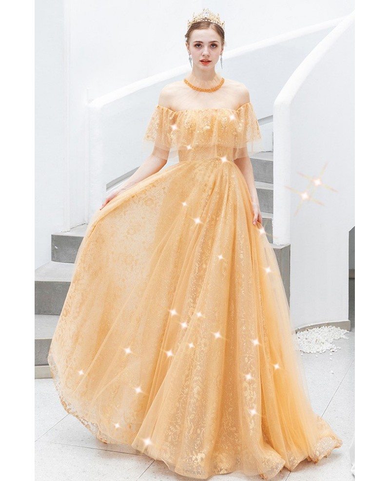 Gold Yellow Bing Sequins Prom Party Dress With Sheer Neckline Wholesale ...