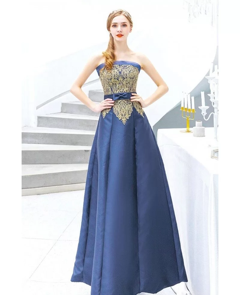 navy blue and gold prom