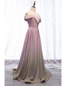 Pink Ombre Sparkly Long Prom Dress Off Shoulder
