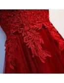 Lace Top Vneck Burgundy Aline Prom Dress With Tulle