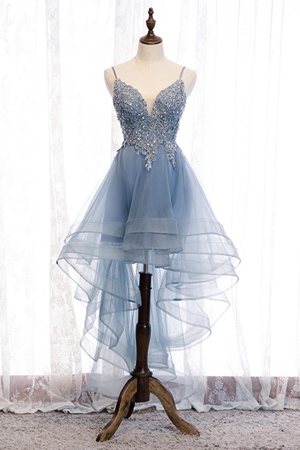 Dusty blue prom dress best sale