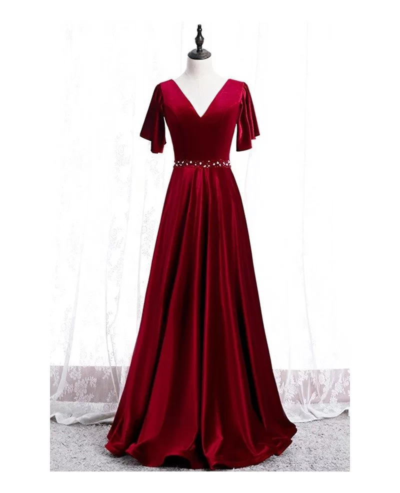 short burgundy dress