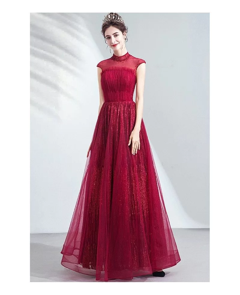 Ava Presley 39239 Long Prom Dress Long Sleeve High Neck Sequin High Sl –  Glass Slipper Formals