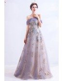 Sexy Off Shoulder Light Purple Long Prom Dress With Bling Materials