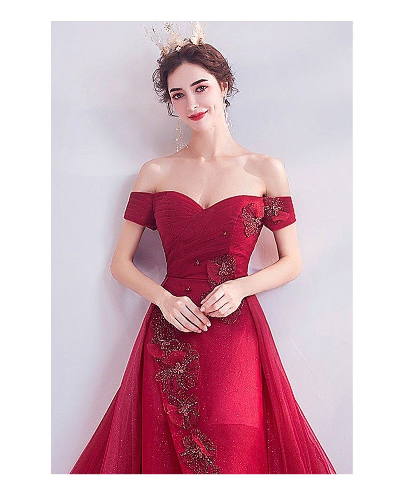 Red Split High Low Party Prom Dress Sexy With Off Shoulder Wholesale # ...