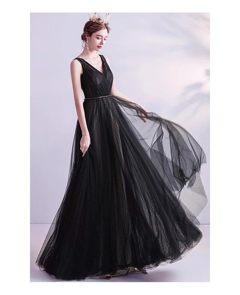 black vneck dress