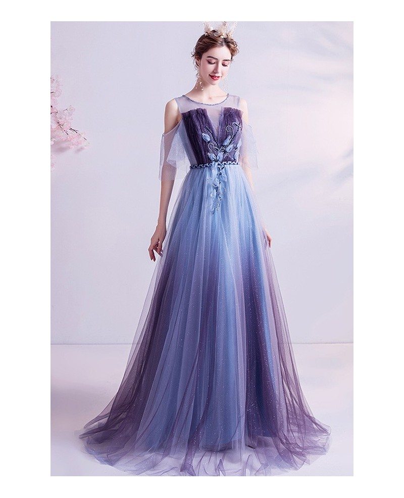 blue and purple ombre quinceanera dresses