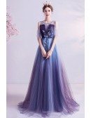 Fantasy Blue Purple Ombre Prom Dress With Bling