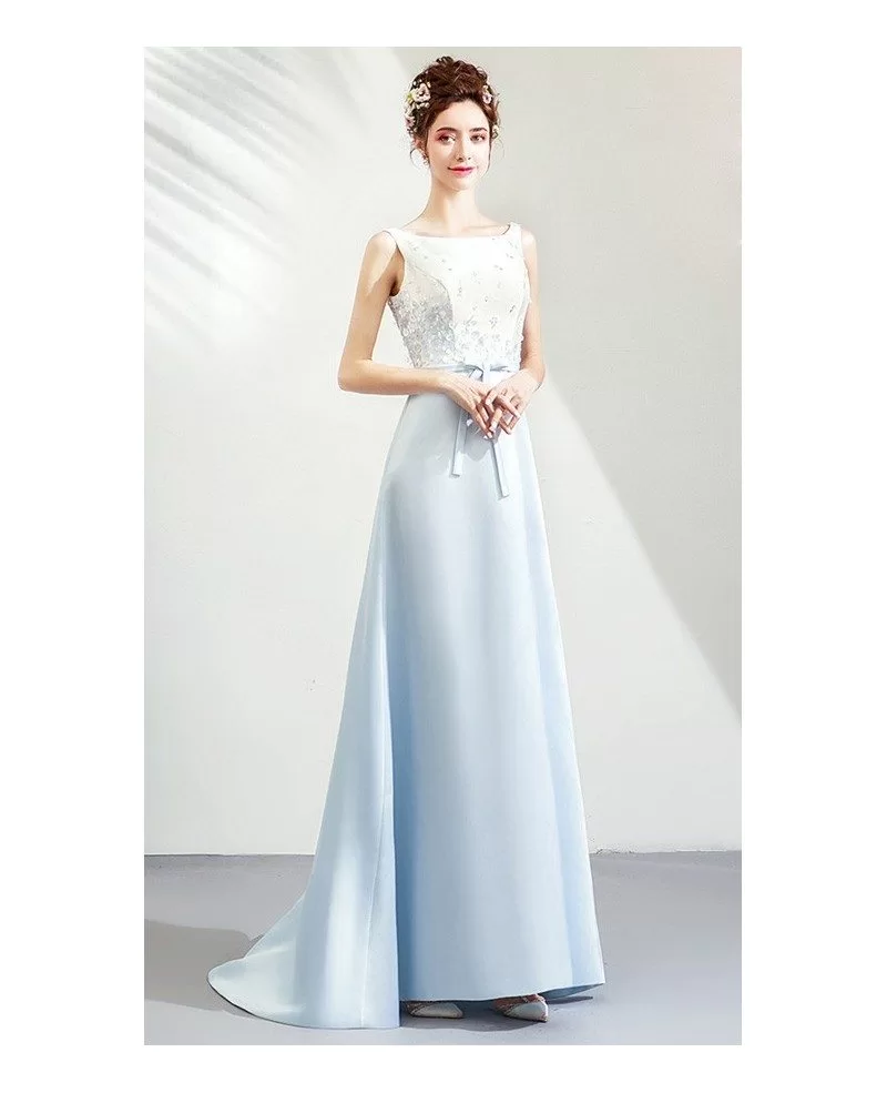 light blue and white dress