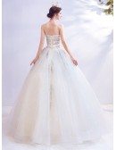 Cream White Ballgown Sweetheart Wedding Dress With Bling Feathers