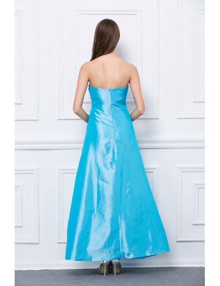 Chic Strapless Pleated Satin Long Prom Dress