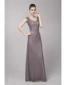 Elegant High Waist Lace Long Evening Dress With Cape Sleeves